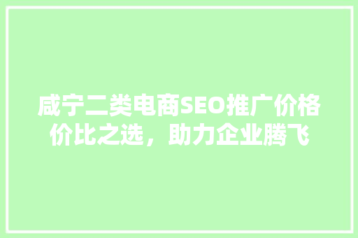 咸宁二类电商SEO推广价格价比之选，助力企业腾飞