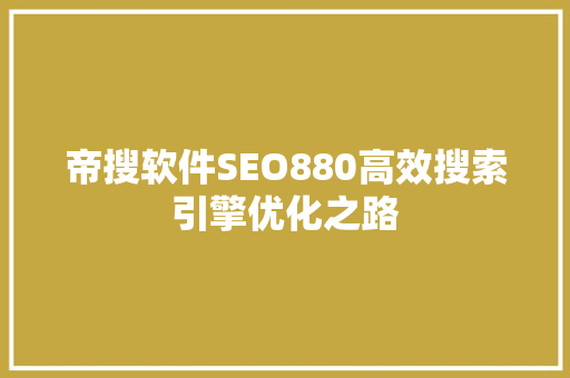 帝搜软件SEO880高效搜索引擎优化之路