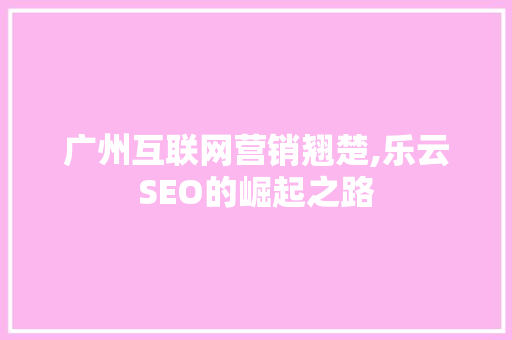 广州互联网营销翘楚,乐云SEO的崛起之路