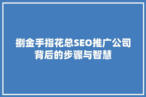 捌金手指花总SEO推广公司背后的步骤与智慧