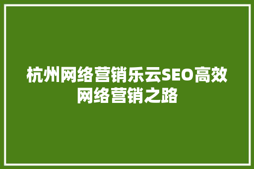 杭州网络营销乐云SEO高效网络营销之路  第1张