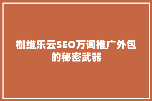 枷维乐云SEO万词推广外包的秘密武器