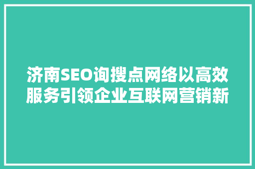 济南SEO询搜点网络以高效服务引领企业互联网营销新趋势
