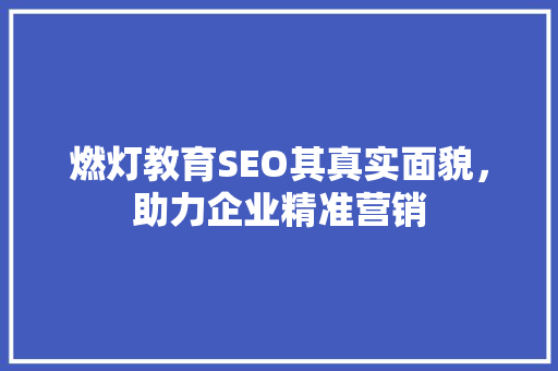 燃灯教育SEO其真实面貌，助力企业精准营销