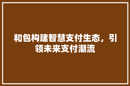 和包构建智慧支付生态，引领未来支付潮流