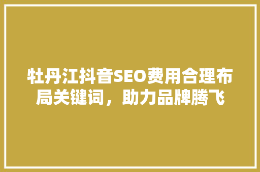牡丹江抖音SEO费用合理布局关键词，助力品牌腾飞