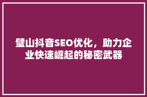 璧山抖音SEO优化，助力企业快速崛起的秘密武器