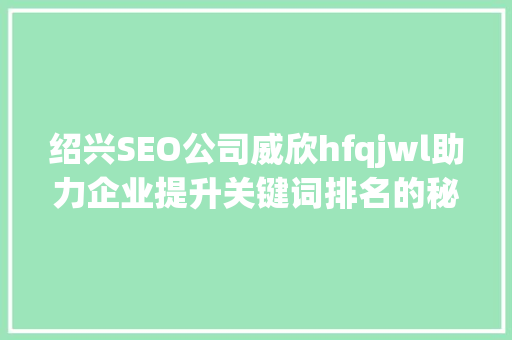 绍兴SEO公司威欣hfqjwl助力企业提升关键词排名的秘密武器