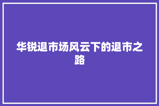 华锐退市场风云下的退市之路
