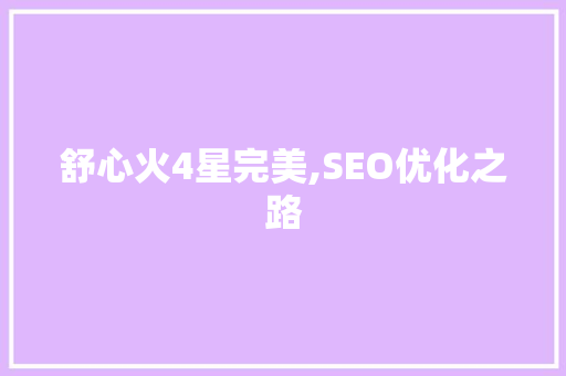 舒心火4星完美,SEO优化之路