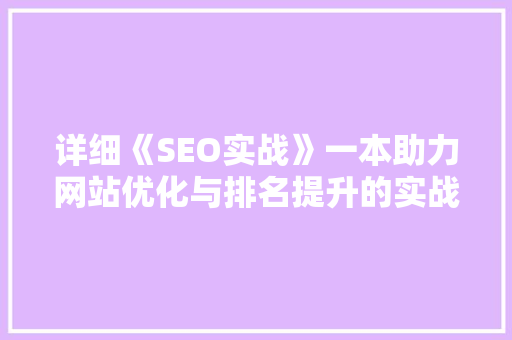 详细《SEO实战》一本助力网站优化与排名提升的实战指南