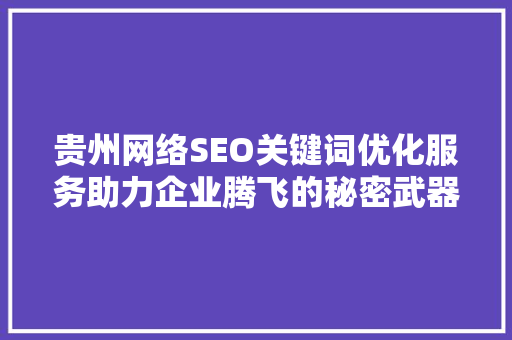 贵州网络SEO关键词优化服务助力企业腾飞的秘密武器