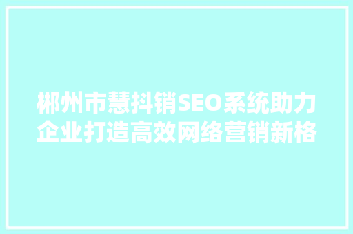 郴州市慧抖销SEO系统助力企业打造高效网络营销新格局