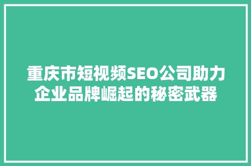 重庆市短视频SEO公司助力企业品牌崛起的秘密武器