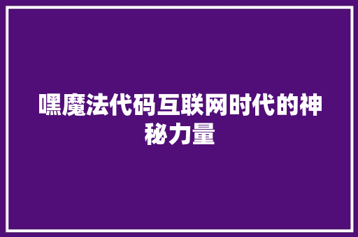 嘿魔法代码互联网时代的神秘力量