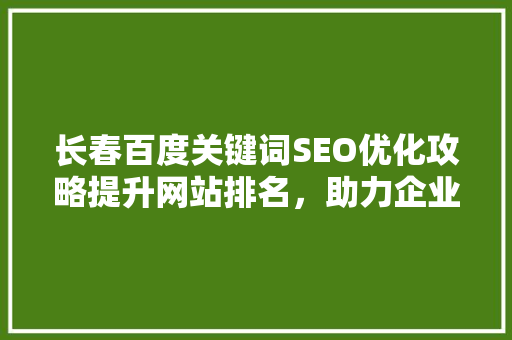 长春百度关键词SEO优化攻略提升网站排名，助力企业腾飞
