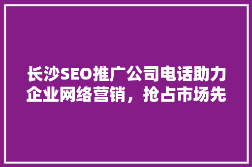 长沙SEO推广公司电话助力企业网络营销，抢占市场先机