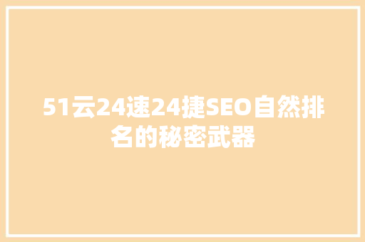 51云24速24捷SEO自然排名的秘密武器