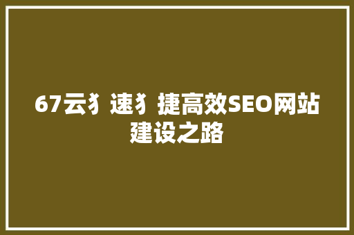 67云犭速犭捷高效SEO网站建设之路
