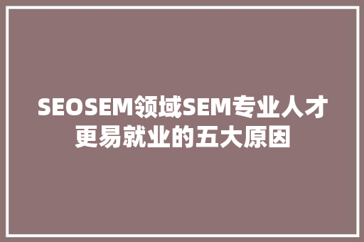 SEOSEM领域SEM专业人才更易就业的五大原因
