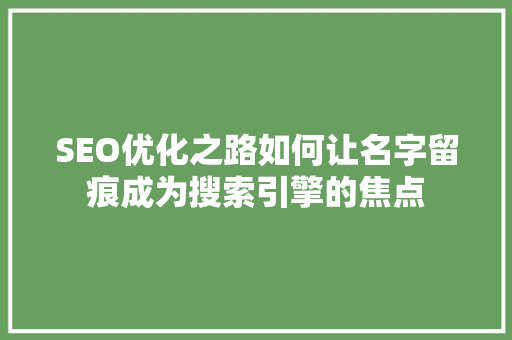 SEO优化之路如何让名字留痕成为搜索引擎的焦点