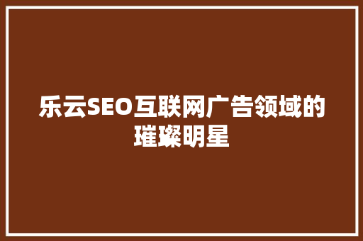 乐云SEO互联网广告领域的璀璨明星