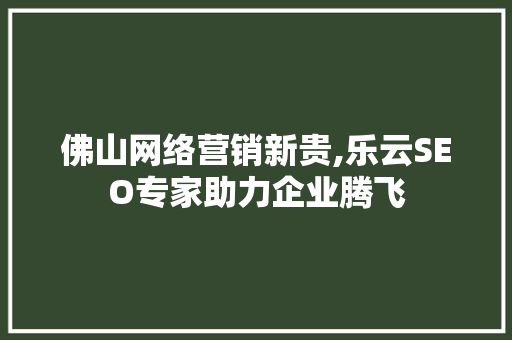 佛山网络营销新贵,乐云SEO专家助力企业腾飞