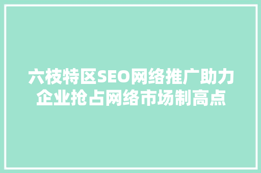 六枝特区SEO网络推广助力企业抢占网络市场制高点