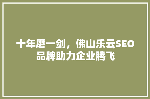 十年磨一剑，佛山乐云SEO品牌助力企业腾飞