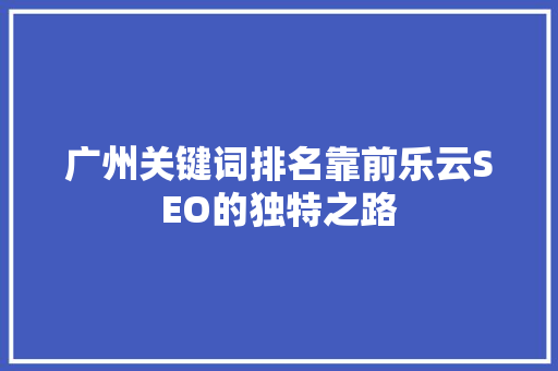广州关键词排名靠前乐云SEO的独特之路