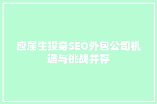 应届生投身SEO外包公司机遇与挑战并存