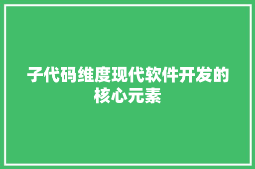子代码维度现代软件开发的核心元素  第1张