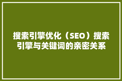 搜索引擎优化（SEO）搜索引擎与关键词的亲密关系