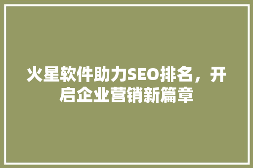 火星软件助力SEO排名，开启企业营销新篇章