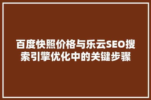 百度快照价格与乐云SEO搜索引擎优化中的关键步骤