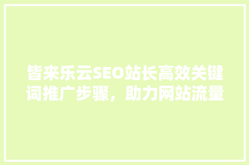 皆来乐云SEO站长高效关键词推广步骤，助力网站流量翻倍