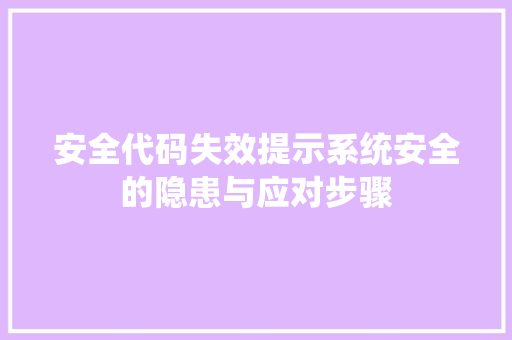 安全代码失效提示系统安全的隐患与应对步骤