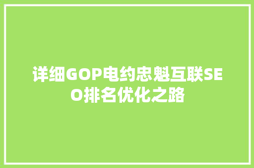 详细GOP电约忠魁互联SEO排名优化之路