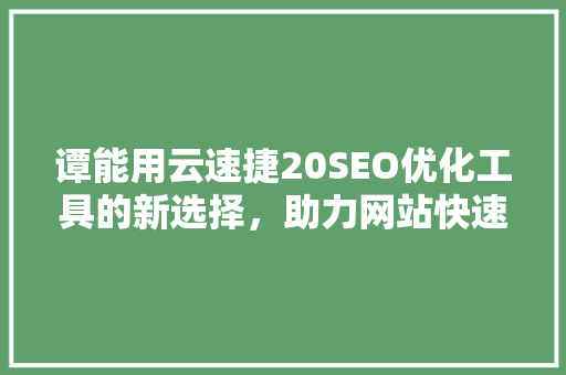 谭能用云速捷20SEO优化工具的新选择，助力网站快速提升排名