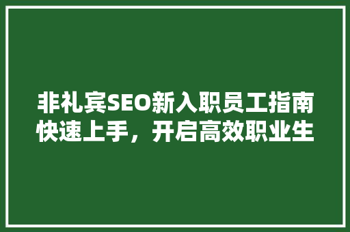 非礼宾SEO新入职员工指南快速上手，开启高效职业生涯