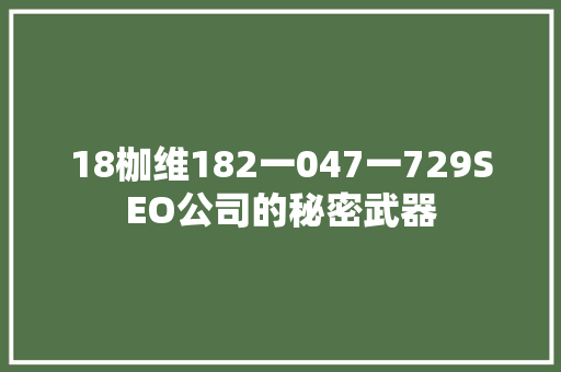 18枷维182一047一729SEO公司的秘密武器