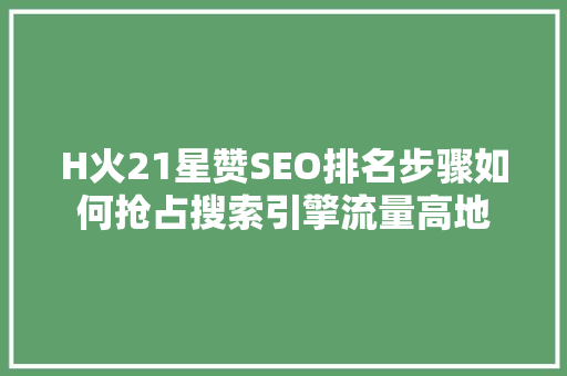 H火21星赞SEO排名步骤如何抢占搜索引擎流量高地  第1张