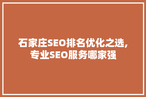石家庄SEO排名优化之选,专业SEO服务哪家强