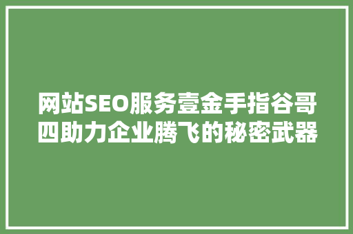 网站SEO服务壹金手指谷哥四助力企业腾飞的秘密武器