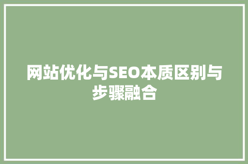 网站优化与SEO本质区别与步骤融合