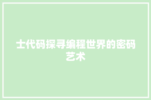 士代码探寻编程世界的密码艺术