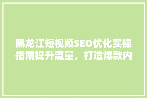 黑龙江短视频SEO优化实操指南提升流量，打造爆款内容