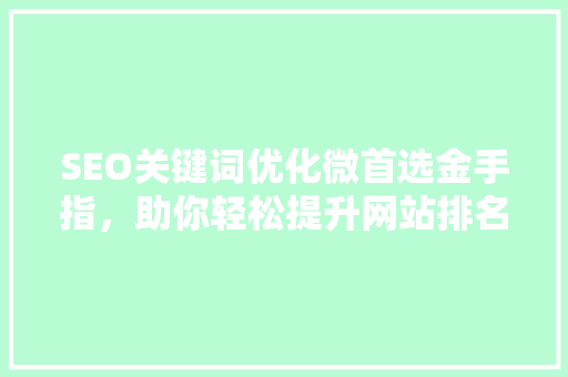 SEO关键词优化微首选金手指，助你轻松提升网站排名