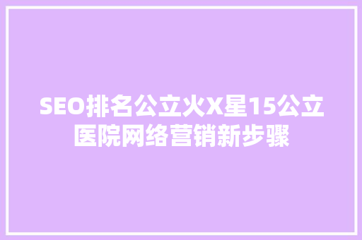 SEO排名公立火X星15公立医院网络营销新步骤