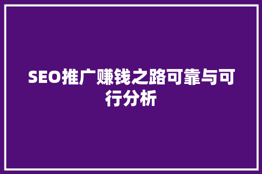 SEO推广赚钱之路可靠与可行分析  第1张
